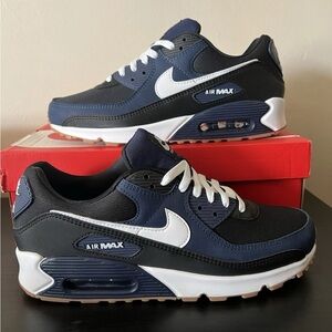 Men's Nike Air Max 90 Shoes- Midnight Navy/Black/Gum - FB9658-400